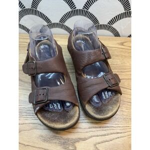 SAS Women's 9‎ Relaxed Amber Brown Heel Strap Flat Comfort Sandals Leather